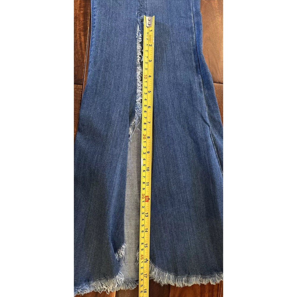 Eva Longoria Flare Distressed Slit Women’s Blue Denim Jeans Size 12 - Picture 16 of 16